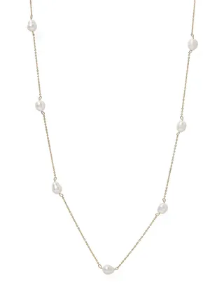 Cultivated Pearl Gold Plated Chain Necklace 