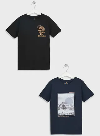 Boys Pack Of 2 Printed T-Shirt Set 