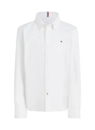 Boys' Stretch Oxford Cotton Casual Shirt, White 