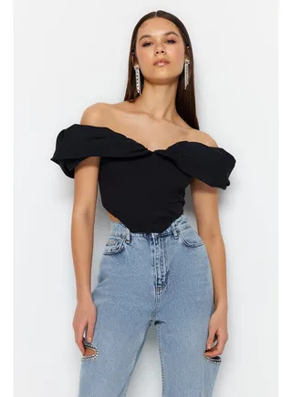 Black Carmen Collar Underwire Bustier TPRSS23BS00121 