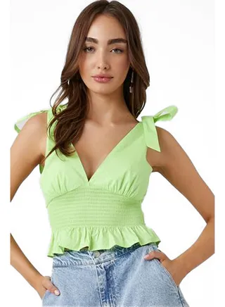 Tie-Strap Flounce Crop Top 