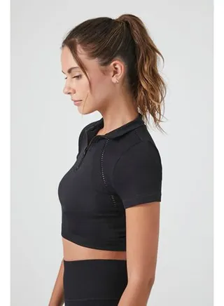 Active Seamless Half-Zip Crop Top 