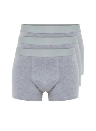 Gray Melange Men's 3-Pack Basic Plain Cotton Boxers 
