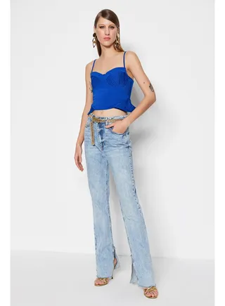 Saks Crop Lined Knitted Bustier TPRSS23BS00050 