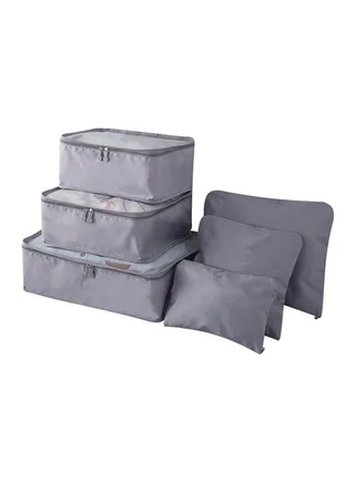 6-Piece Travel Organizer Bags Set Grey 