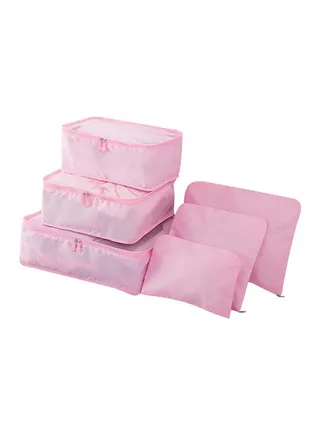 6-Piece Travel Organizer Bags Set Pink 
