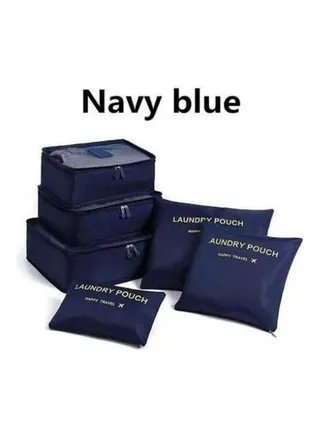 Travel Bag Organizer 6 Pieces Navy 