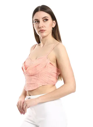 Crop blouse with thin straps in rose 