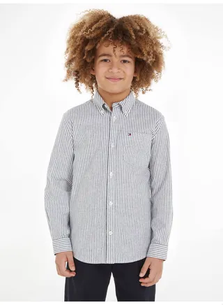 Boys' Essential Ithaca Stripe Archive Casual Shirt, Navy 
