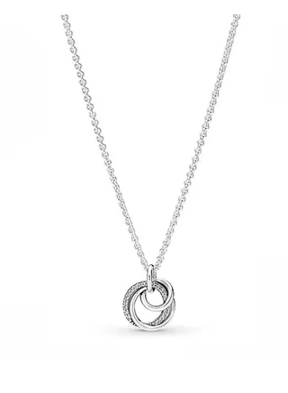 PANDORA Family Always Encircled Pendant Necklace - Great Gift for Women - Adjustable Necklace with Lobster Clasp - Sterling Silver & Cubic Zirconia 