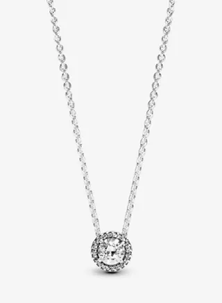 Pandora Timeless Cubic Zirconia Sparkling Classic Women's Round Pendant 925 Silver Necklace 396240CZ-45 