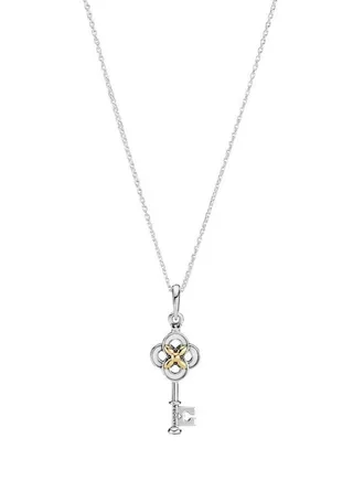 PANDORA Two-Tone Key And Flower Necklace 