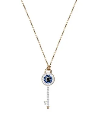 Cystal Studded Eye Key Pendant Necklace 