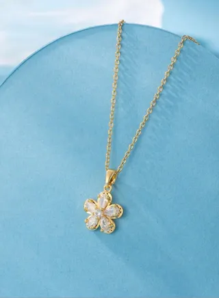 18k Gold Plated Cubic Zirconia Necklace 