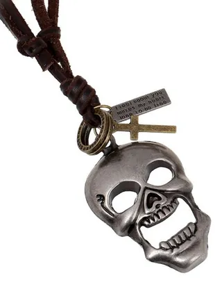 Lucky Skeleton Head Cross Pendant Necklace 