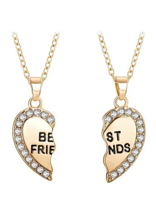 2-Piece Zinc Alloy Best Friend Heart Pendant Necklace 