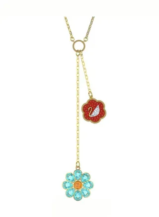 Flower of Wealth Y Necklace Pear, Gradient, Gold tone plating 