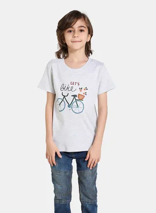 Boys Round Neck Short Sleeve T-Shirt Grey 