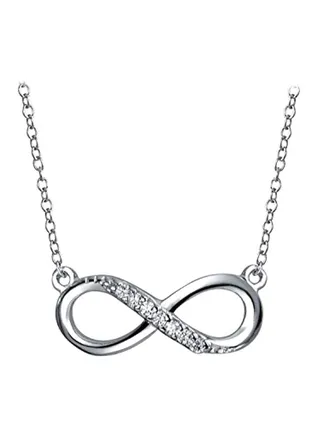 925 Sterling Silver Cubic Zirconia Studded Love Infinity Pendant Necklace 