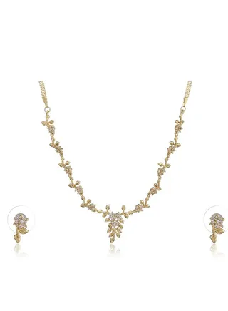 Estele Gold Plated American Diamond Necklace Set for Women 