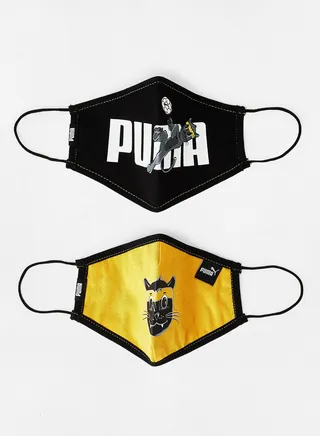 Kids Animals Face Mask (Pack of 2) Black/Yellow 