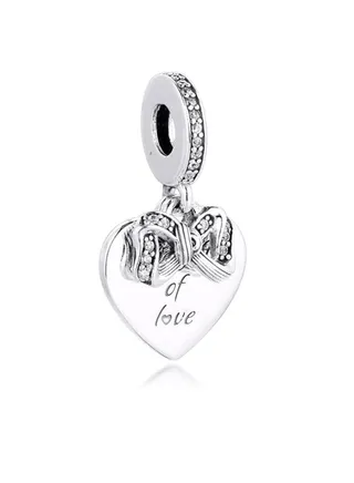 Pandora Bow & Love Heart Dangle Charm 