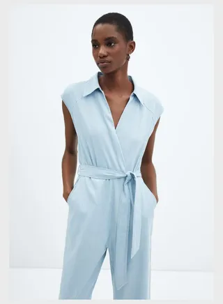 Belted V-Neck Jumpsuit