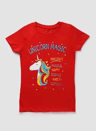 Boys Crew Neck Short Sleeve T-Shirt Red 