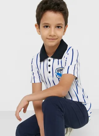 Embroidered Striped T-Shirt For Boys 