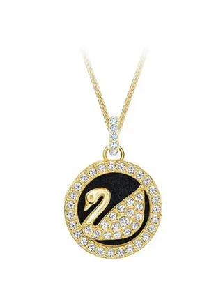 Stone Studded Swan Pendant Necklace 