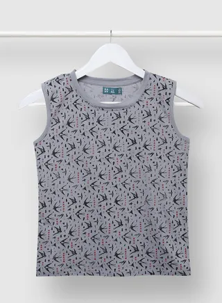 Boys Printed Comfortable Casual Fashionable T-Shirt Grey 