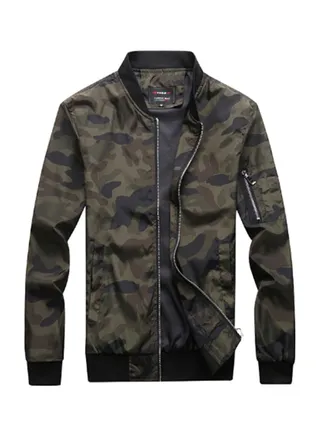Camouflage Pattern Bomber Jacket Multicolour 