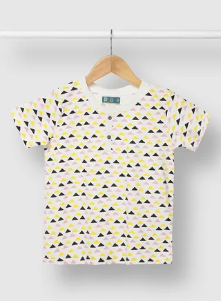 Boys Printed Long lasting T-Shirt Yellow 