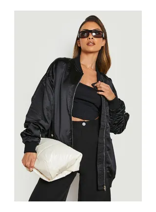 Premium Oversized Satin Bomber Jacket 