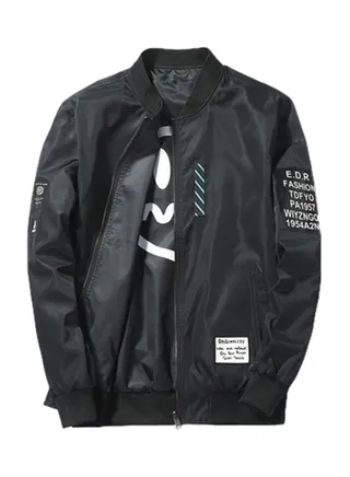 Badge Bomber Jacket Black 
