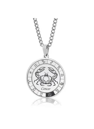 Zodiac necklaces made of high quality stainless steel and stainless steel, suitable for women and men_Cancer horoscope 