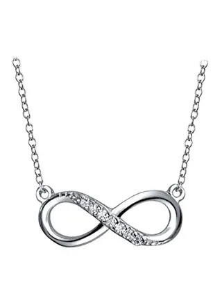 925 Sterling Silver Cubic Zirconia Studded Love Infinity Pendant Necklace 