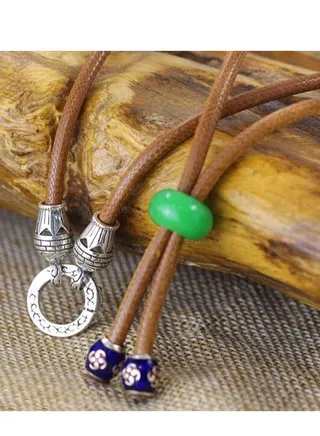 Brown leather and silver 925 necklace 