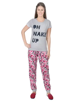Oh Wake Up Sleepwear Set For Women, Grey 