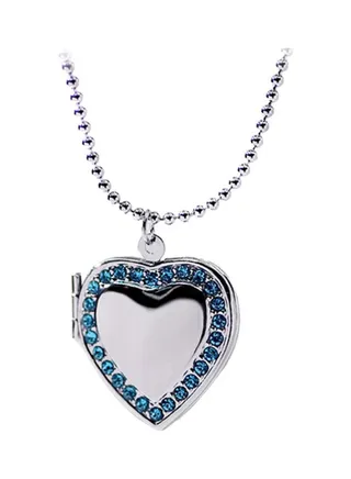 Rhinestone Heart Photo Frame Locket Necklace Clavicle Chain 