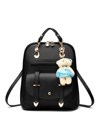 Bear Pendant Backpack Black 