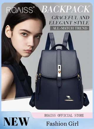 Shoulder Bag Women's Bag Trendy Fashion Soft Leather Mommy Casual Large-Capacity Backpack Fashionable on The Street Tidy Storage 