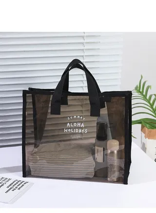Waterproof Transparent Portable Jelly Bag Summer Large Capacity Handbag Shopping Beach Bag Shoulder Bag 