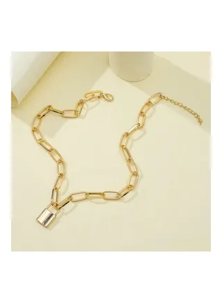 Lock Pendant Alloy Chain Necklace 
