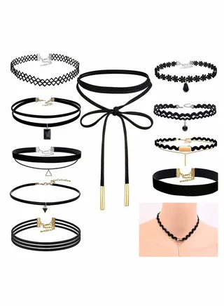 Choker Necklace for Women, 10 Pcs Black Choker Necklace Set 