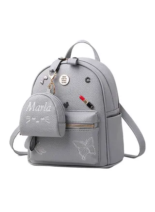 Lipstick Pendant Backpack Grey 