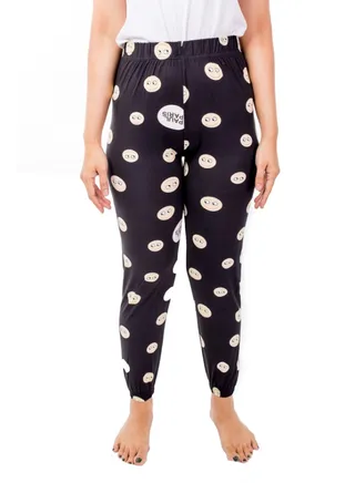 Elasticated Printed Pyjama Black/white 