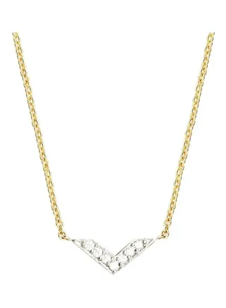 14K Two Tone Gold and 1 TCW Diamond Chevron Necklace for Women One Size 