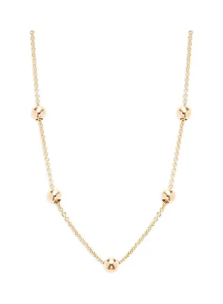 14K Yellow Gold Bead Chain Necklace for Women 18 Inches One Size 