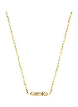 14K Yellow Gold and 0.09 TCW Diamond Necklace for Women One Size 